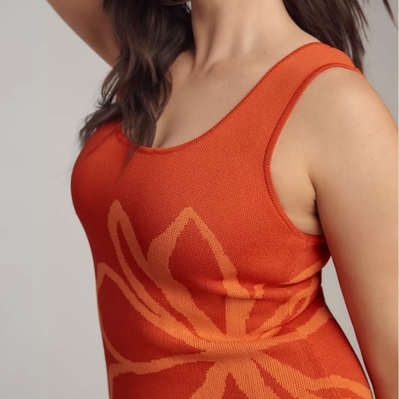 Flat White Sleeveless Square-Neck Flower-Printed Knit Mini Dress, Retail $148.00 - Picture 7 of 8